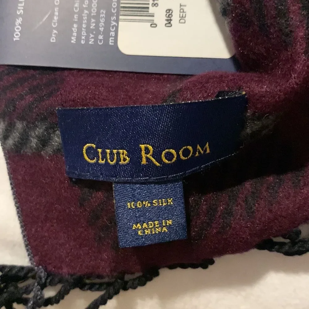 NWT Men’s Club Room Silk Scarf Size ~12*~40